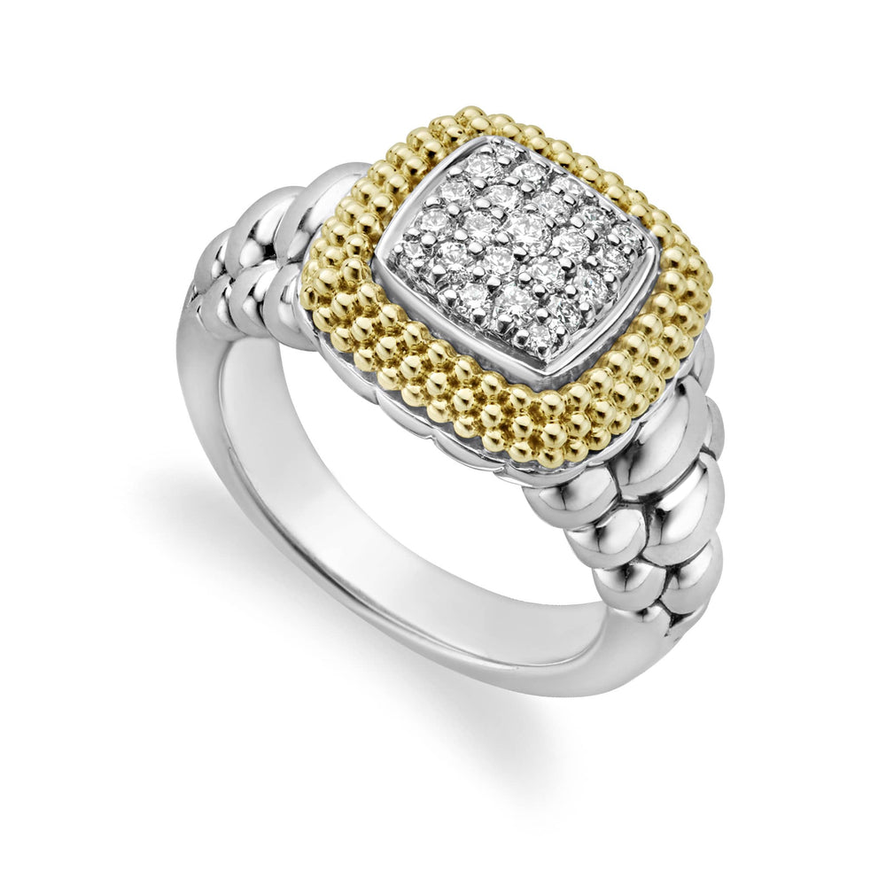 Caviar Lux Square Diamond Statement Ring