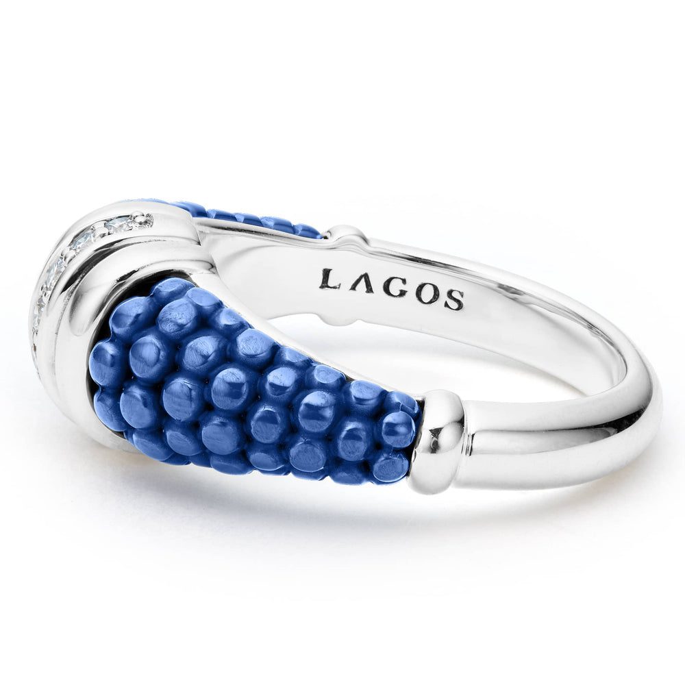 Blue Caviar Ceramic Diamond Stacking Ring