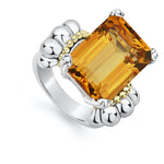 Glacier Large Emerald-Cut Citrine Ring