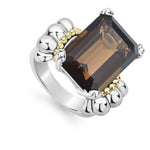 Glacier Large Emerald-Cut Smokey Quartz Ring