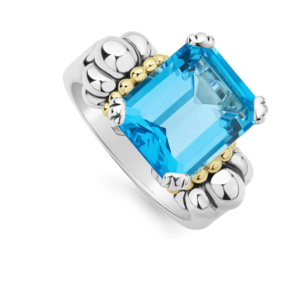 Glacier Medium Emerald-Cut Swiss Blue Topaz Ring