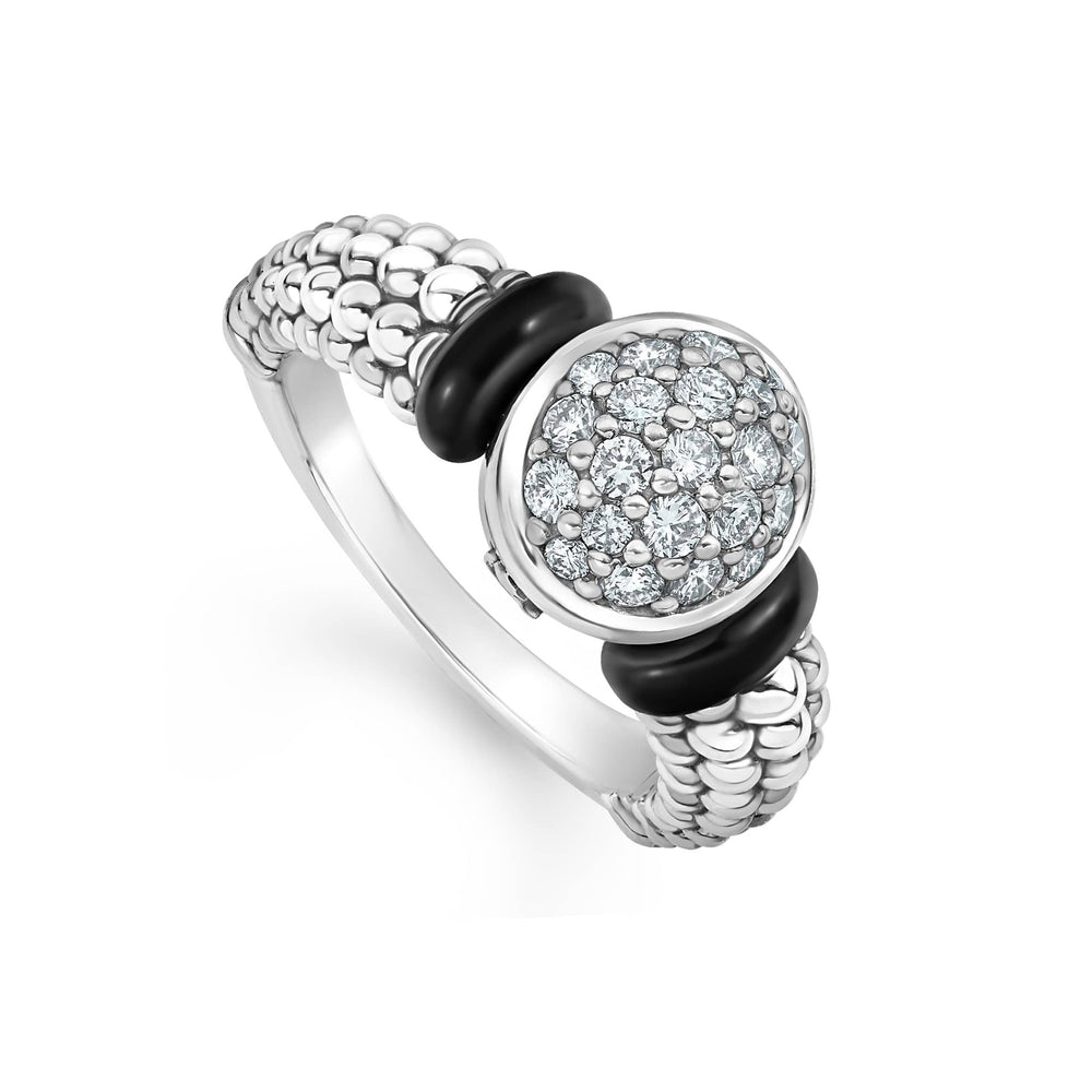 Black Caviar Circle Ceramic Caviar Diamond Ring