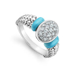 Blue Caviar Oval Ceramic Caviar Diamond Ring