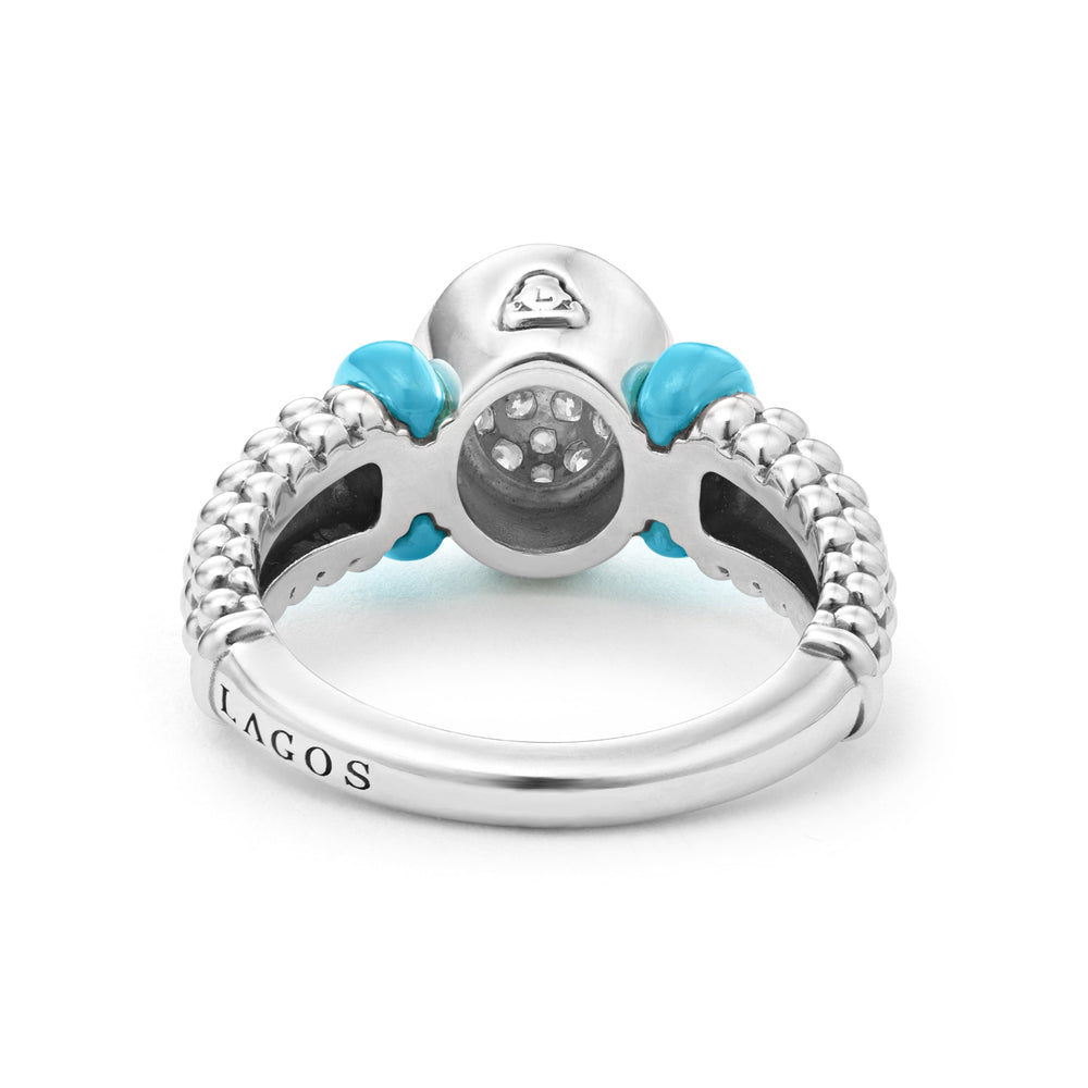 Blue Caviar Oval Ceramic Caviar Diamond Ring