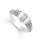 White Caviar Ceramic and Caviar Diamond Ring