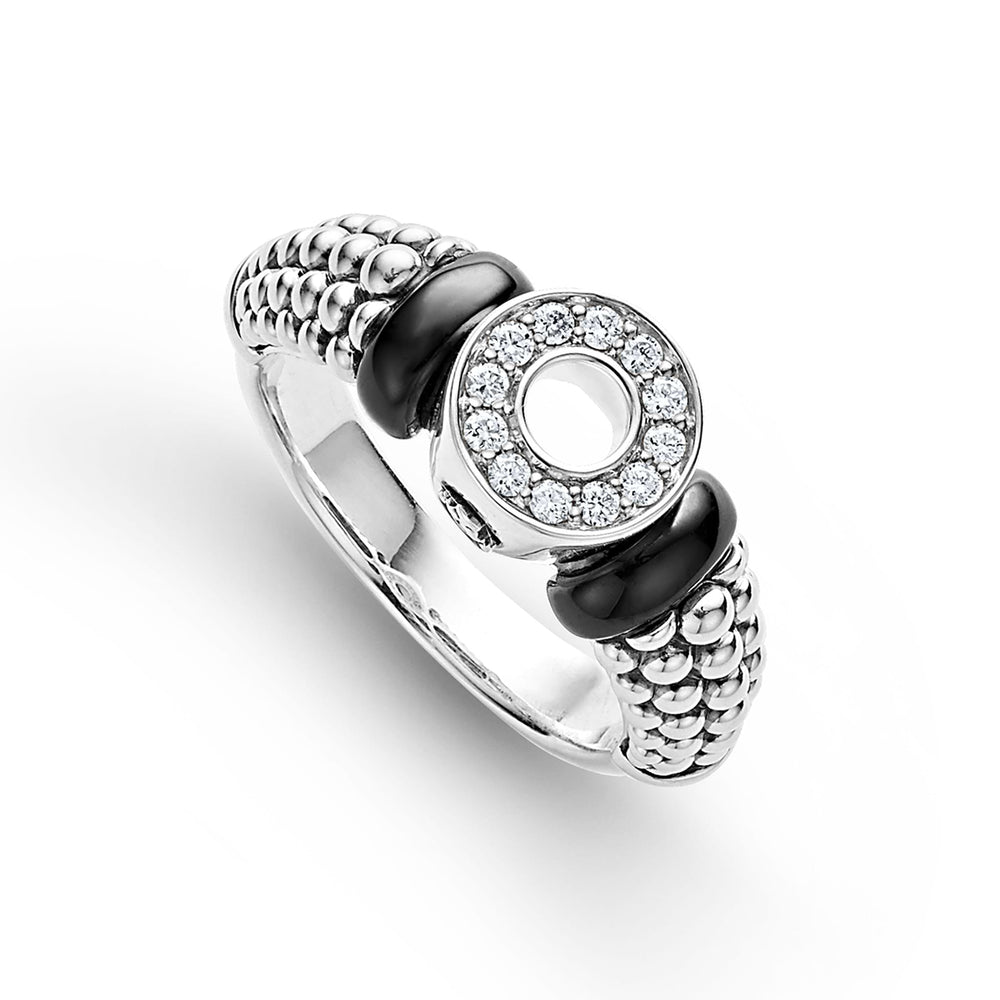 Black Caviar Ceramic and Diamond Circle Ring