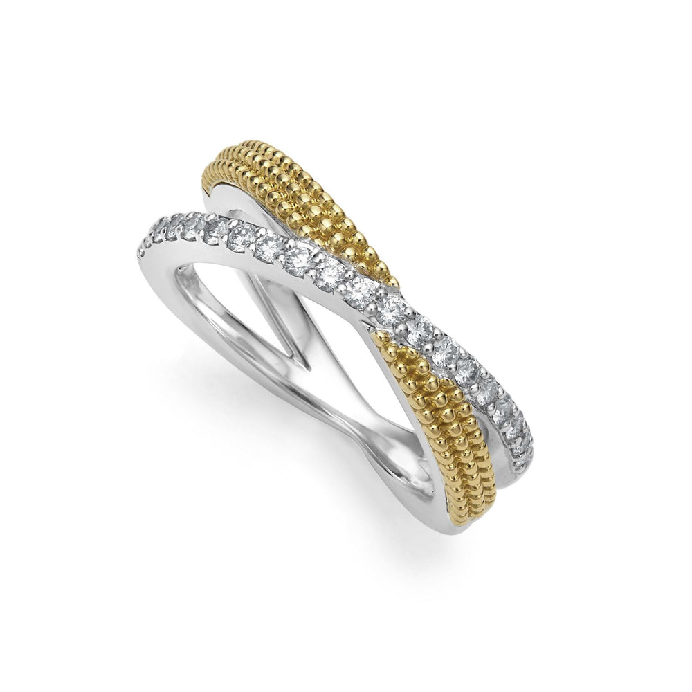 Caviar Lux Two-Tone X Diamond Ring