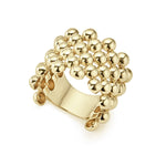 Caviar Gold Wide Beaded 18K Gold Ring