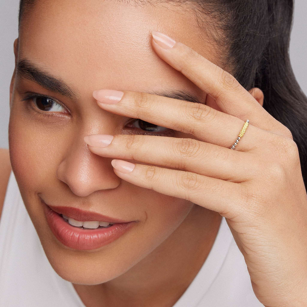 Caviar Icon Two-Tone Caviar Stacking Ring