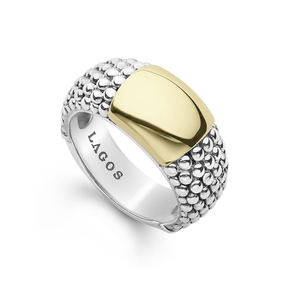 High Bar Two-Tone Station Caviar Ring