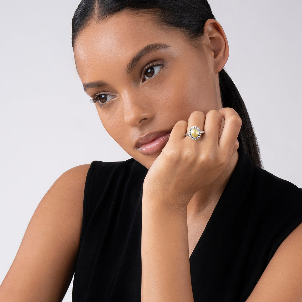 High Bar 18K Gold Caviar Dome Ring