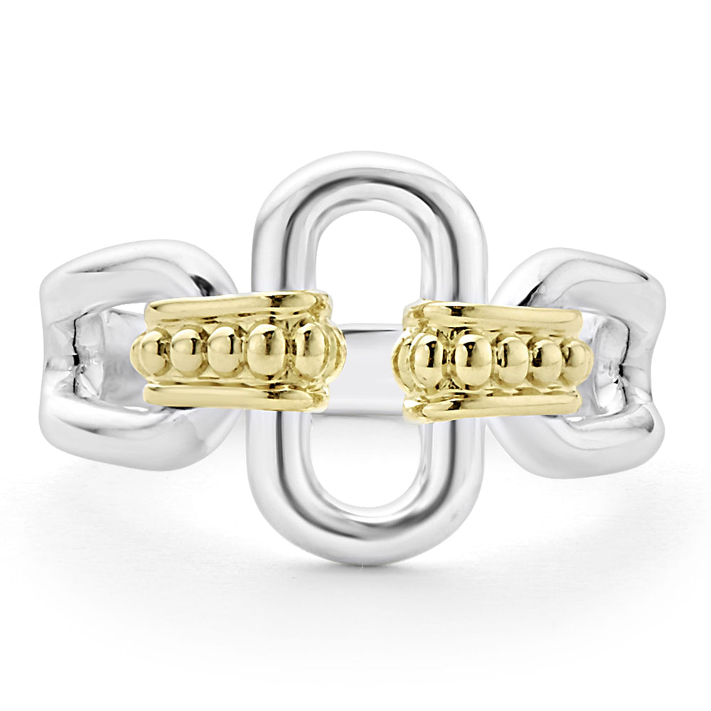 Signature Caviar Two-Tone Link Ring