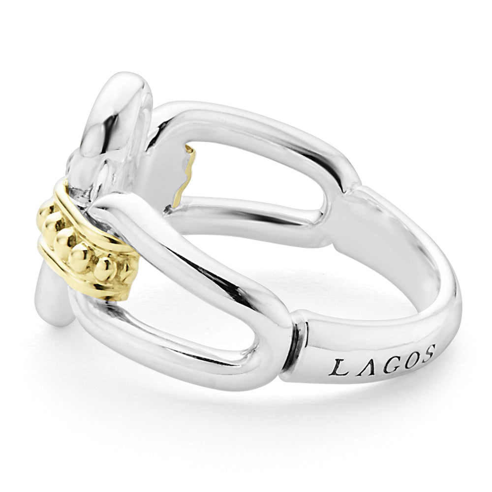 Signature Caviar Two-Tone Link Ring