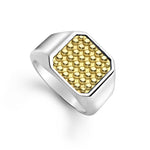 Anthem Two-Tone Caviar Beaded Square Ring