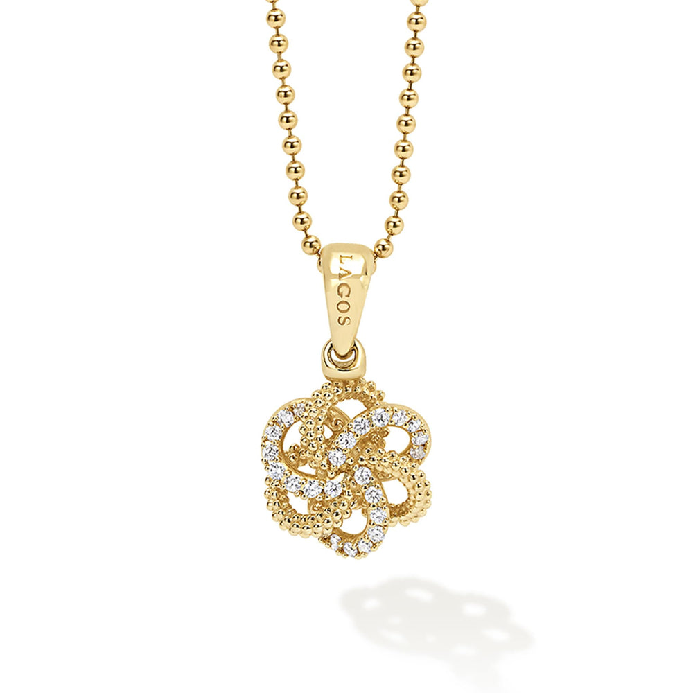 Love Knot 18K Gold Love Knot Diamond Pendant Necklace