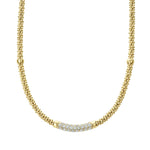 Caviar Gold Eight Gold Station Diamond Caviar Necklace | 3mm