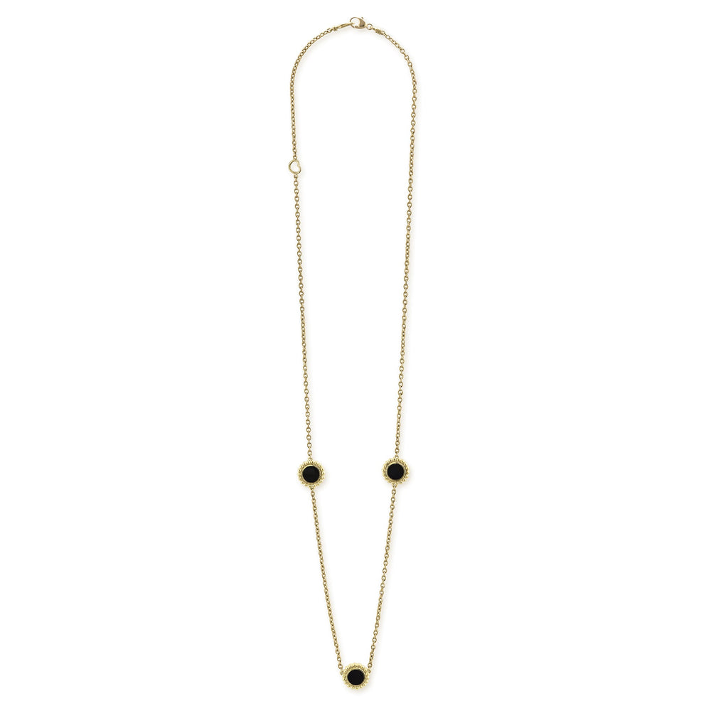 Covet Three Station Round Onyx Necklace