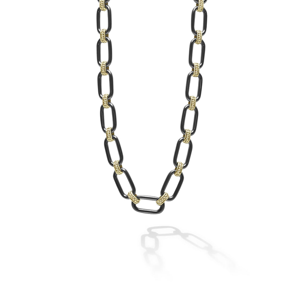 Signature Caviar 18K Gold and Black Ceramic Link Necklace | 6mm