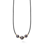 Anthem 18K Gold Triple Tahitian Black Pearl Necklace