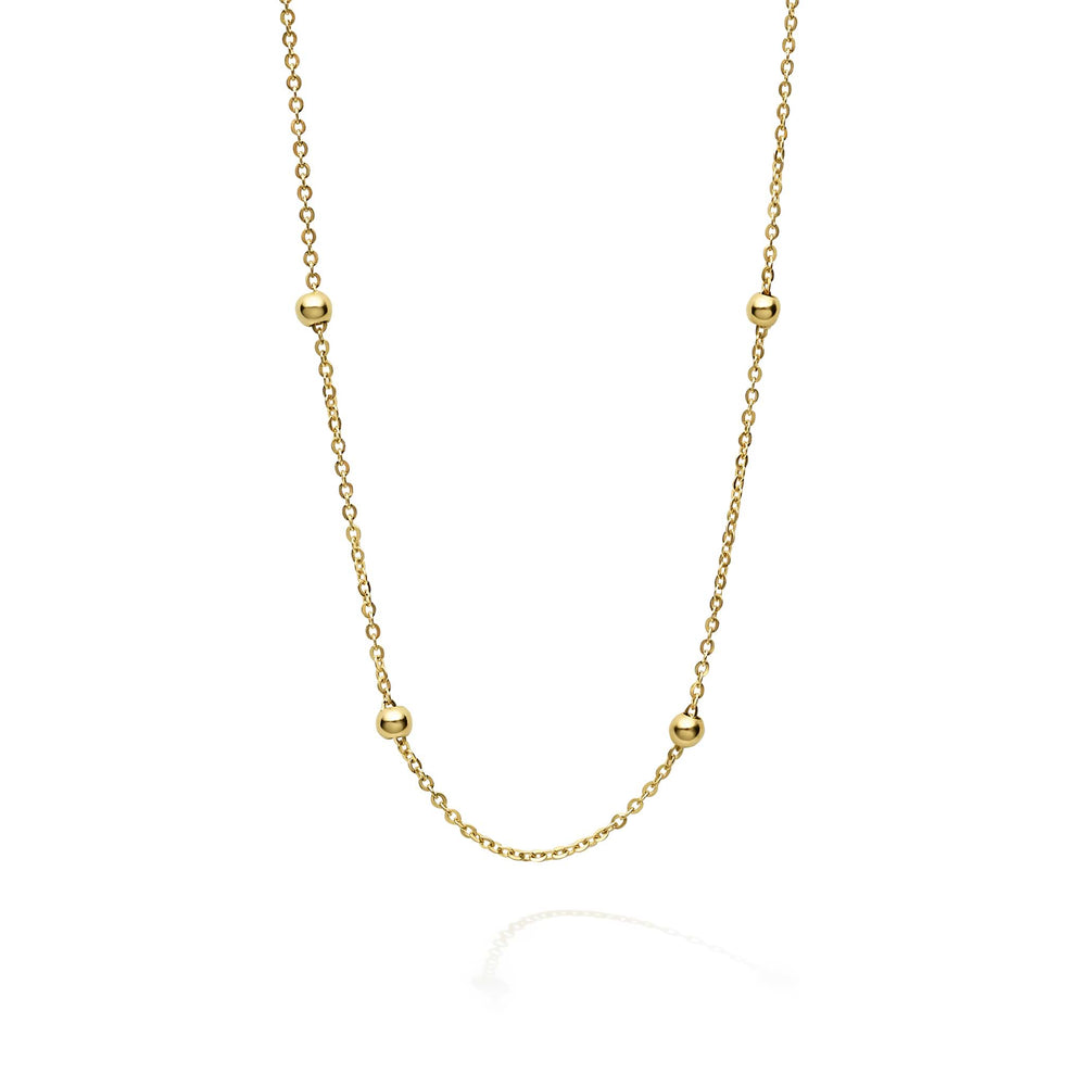 Caviar Gold 18K Gold Station Beaded Necklace