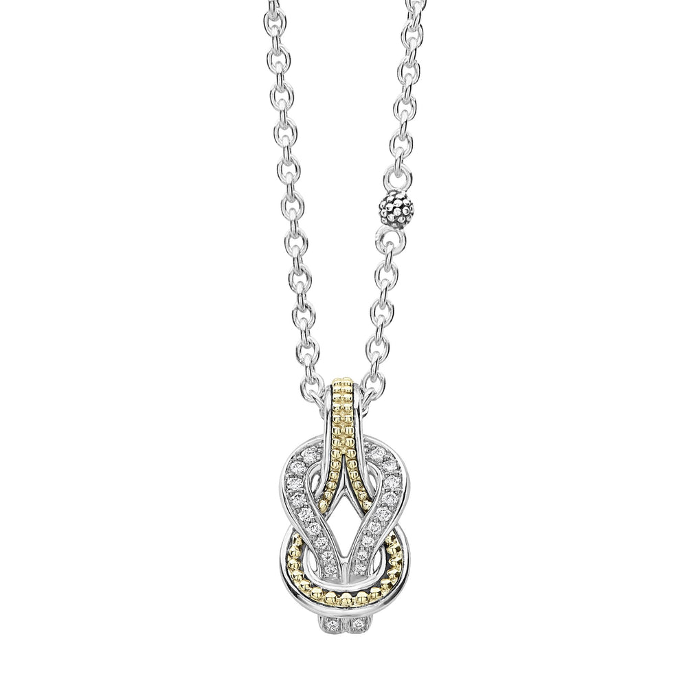 Newport Two-Tone Knot Diamond Pendant Necklace