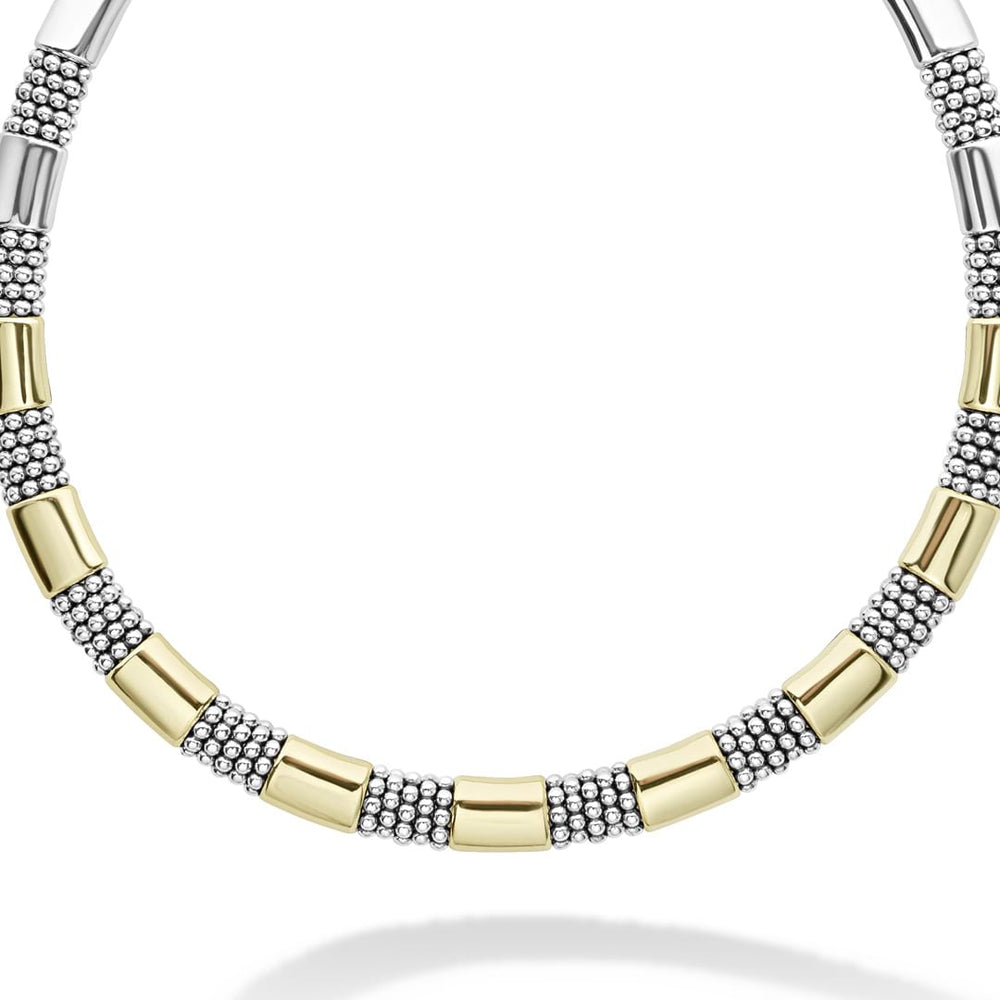 High Bar 18K Gold Station Caviar Necklace | 12mm