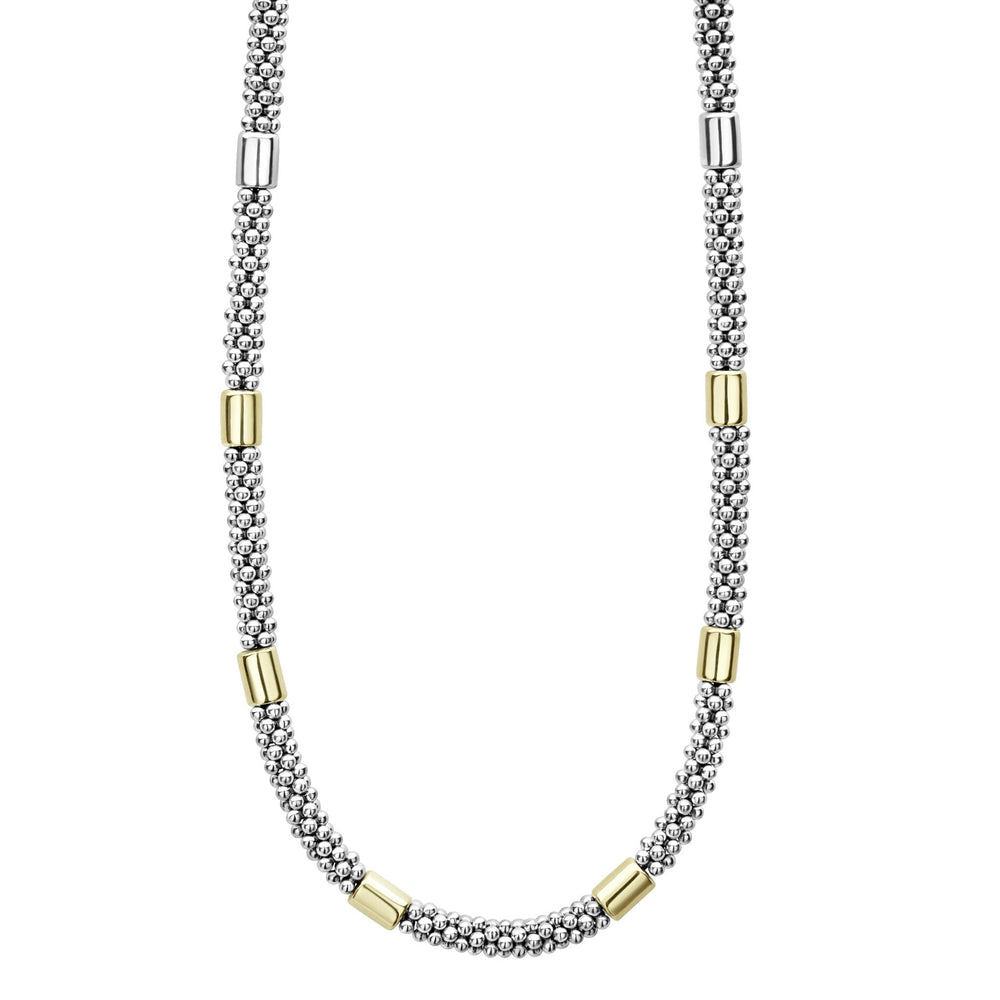 High Bar Two-Tone Station Caviar Necklace | 5mm