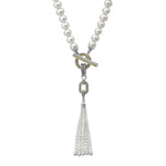 Luna Pearl Tassel Toggle Necklace