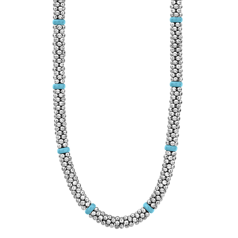 Blue Caviar Ceramic Single Bead Station Caviar Necklace