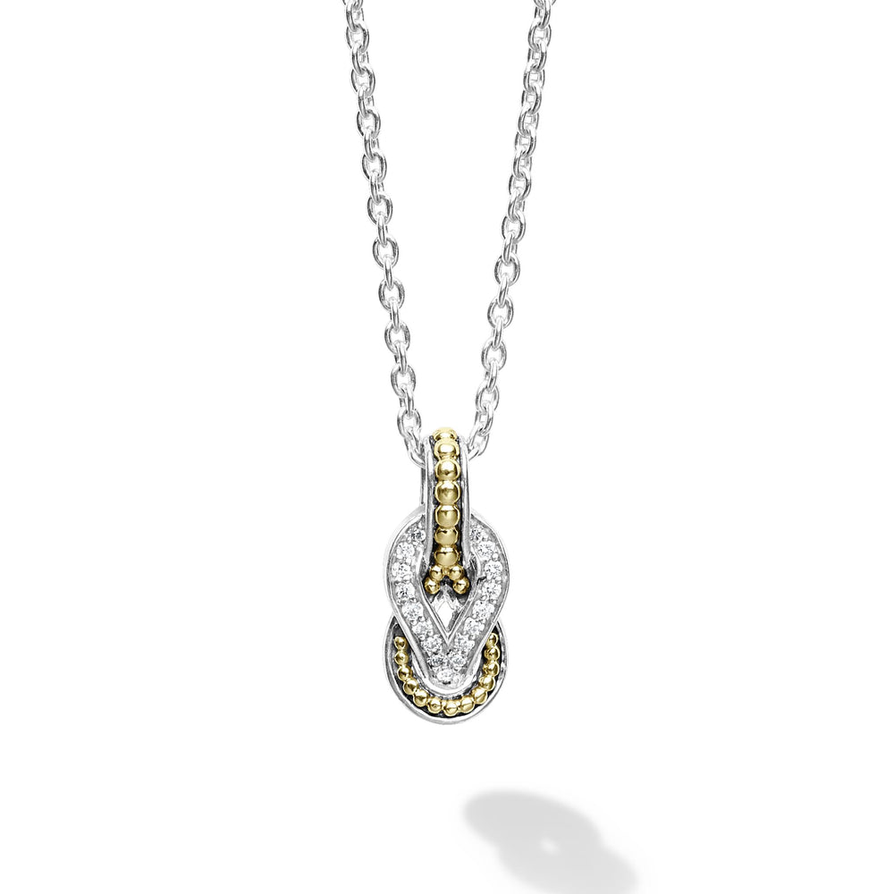 Newport Petite Two-Tone Knot Diamond Pendant Necklace