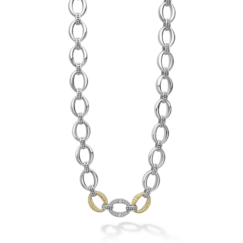 Caviar Lux Single Station Diamond Link Necklace