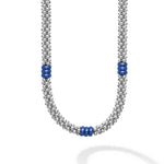 Blue Caviar Ceramic Three Bead Station Caviar Necklace