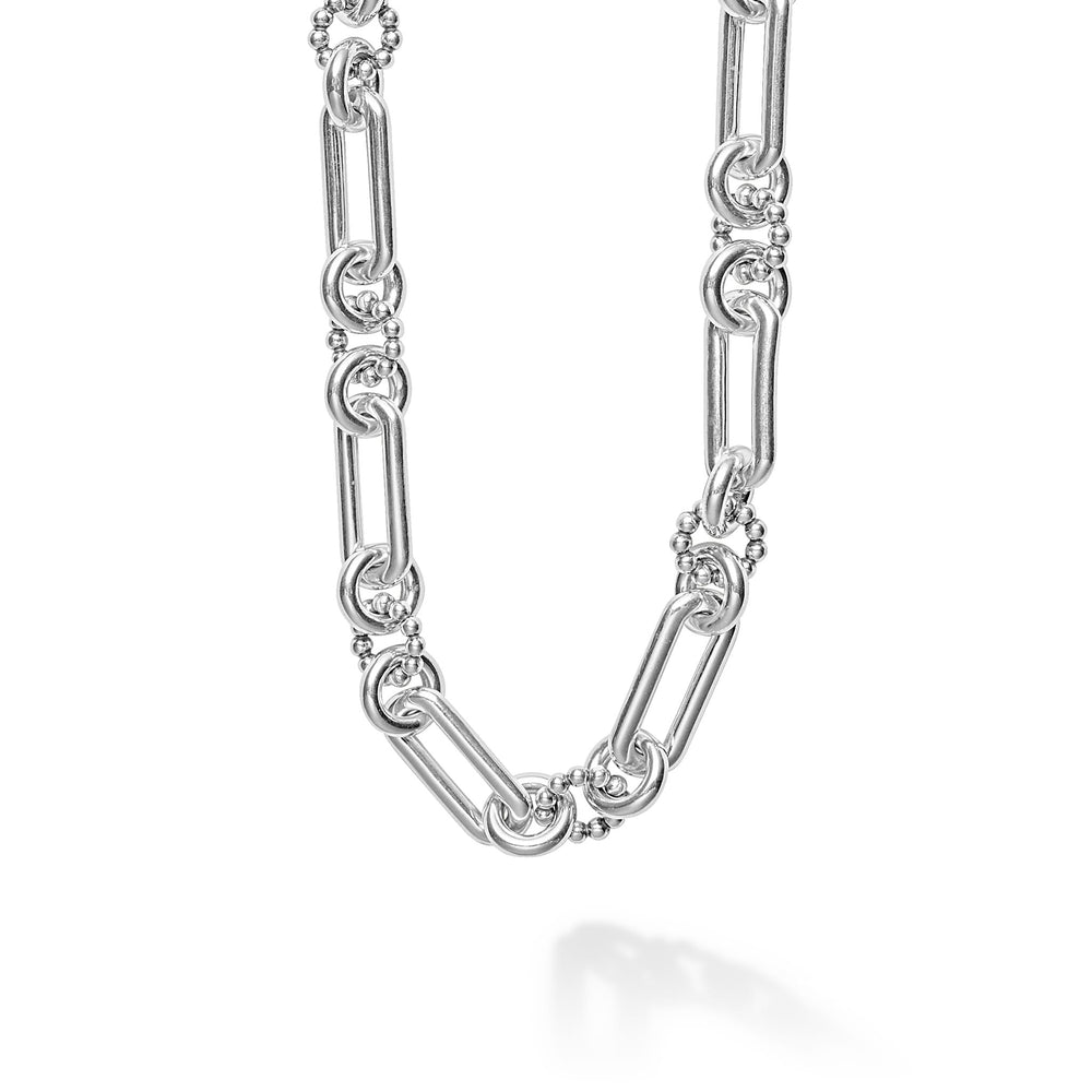 Signature Caviar Silver Link Necklace