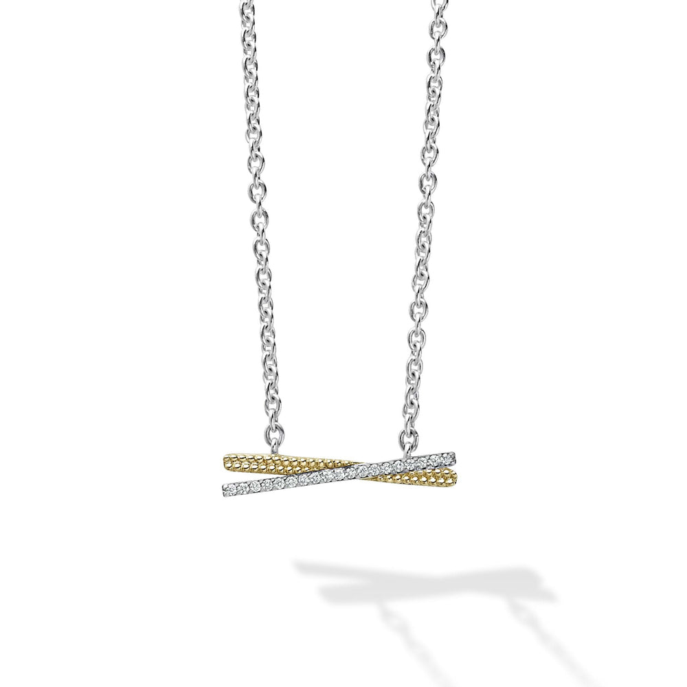 Caviar Lux Two-Tone X Diamond Necklace