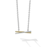 Caviar Lux Two-Tone X Diamond Necklace