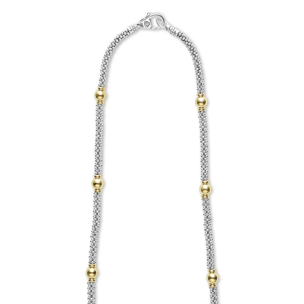 Signature Caviar 18K Gold Station Necklace