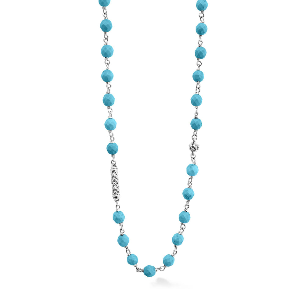 Caviar Icon Long Turquoise Beaded Necklace