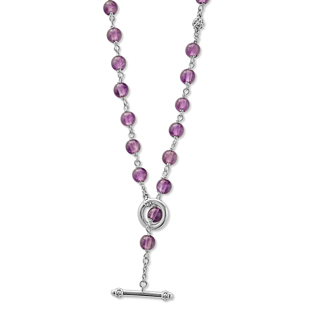 Caviar Icon Long Amethyst Beaded Necklace