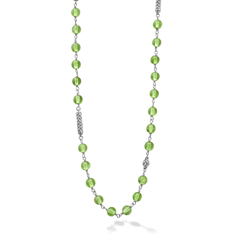 Caviar Icon Long Peridot Beaded Necklace