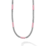 Pink Caviar Silver Station Ceramic Beaded Necklace | 5mm