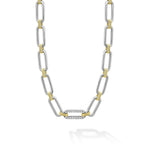 Signature Caviar Two-Tone Link Single Station Diamond Necklace