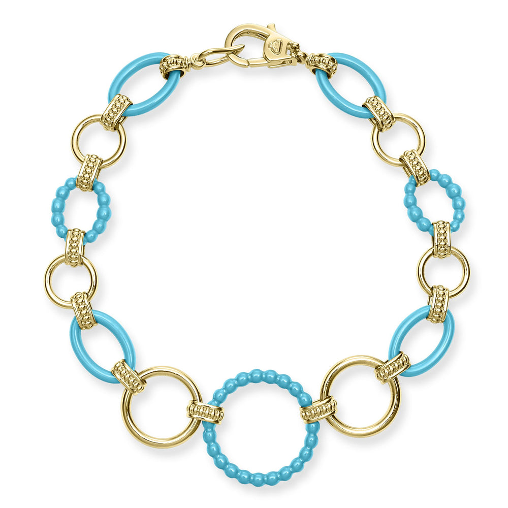 Meridian 18K Gold and Blue Ceramic Link Bracelet