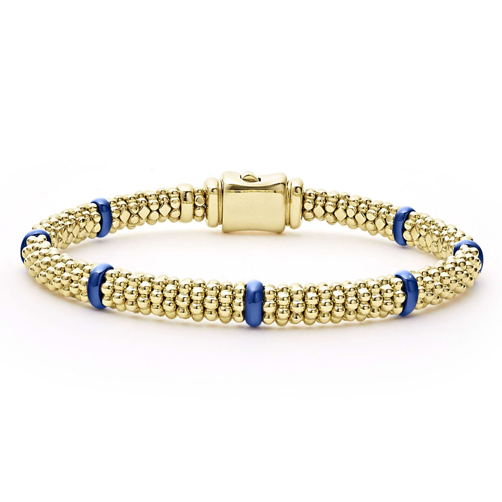 Blue Caviar Ceramic and 18K Gold Caviar Bracelet | 6mm