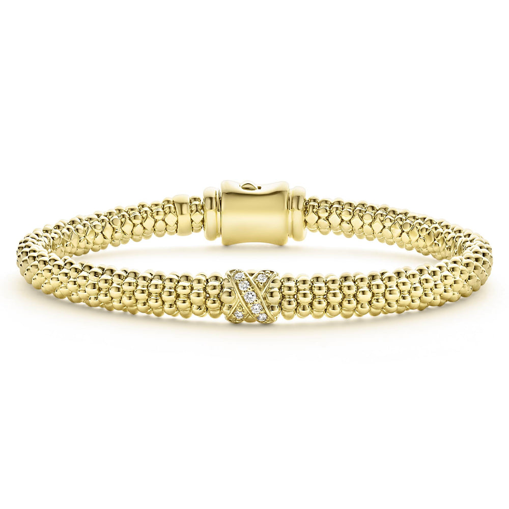 Embrace 18K Gold X Diamond Caviar Bracelet | 6mm