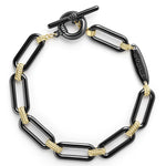 Signature Caviar 18K Gold and Black Ceramic Link Bracelet | 9mm