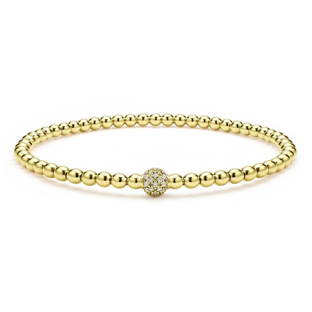 Caviar Gold 18K Gold and Diamond Bead Bracelet | 3mm