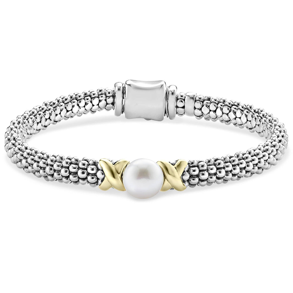 Luna Two-Tone X Pearl Caviar Bracelet | 6mm