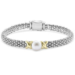 Luna Two-Tone X Pearl Caviar Bracelet | 6mm