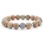 Maya Aqua Tera Jasper Silver Station Bead Bracelet