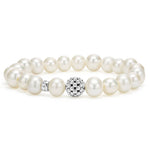 Maya Pearl Silver Station Bead Bracelet